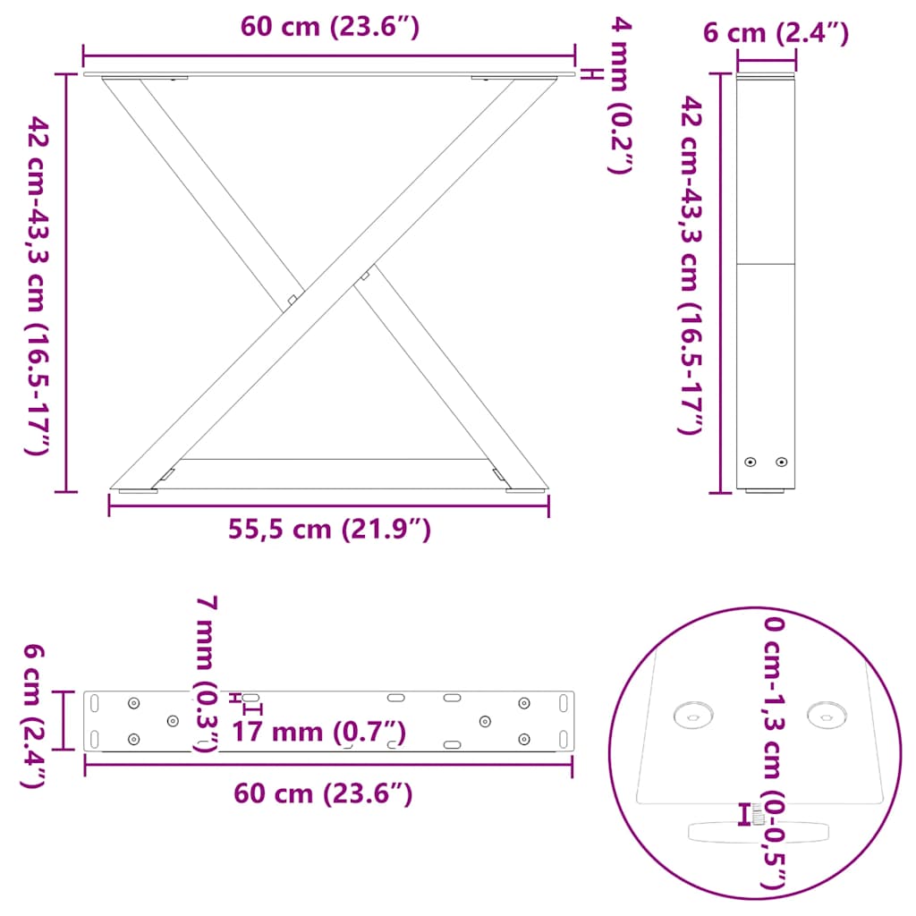 Coffee Table Legs 2 Pcs Steel