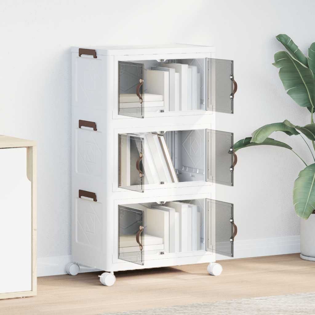 Stackable Storage Box With Wheels 3-Tier 28 L