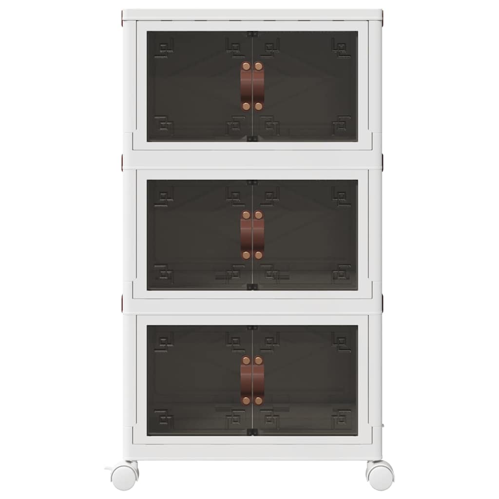 Stackable Storage Box With Wheels 3-Tier 28 L
