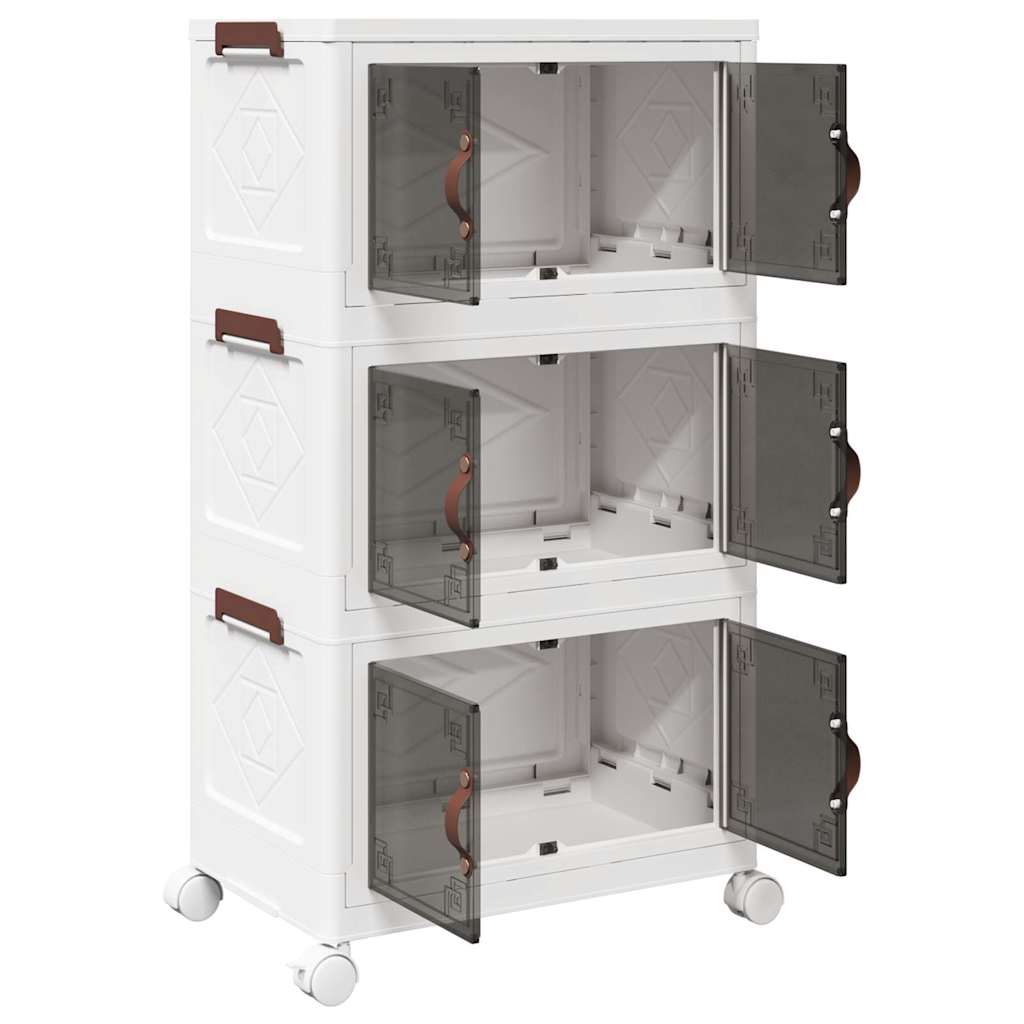 Stackable Storage Box With Wheels 3-Tier 28 L