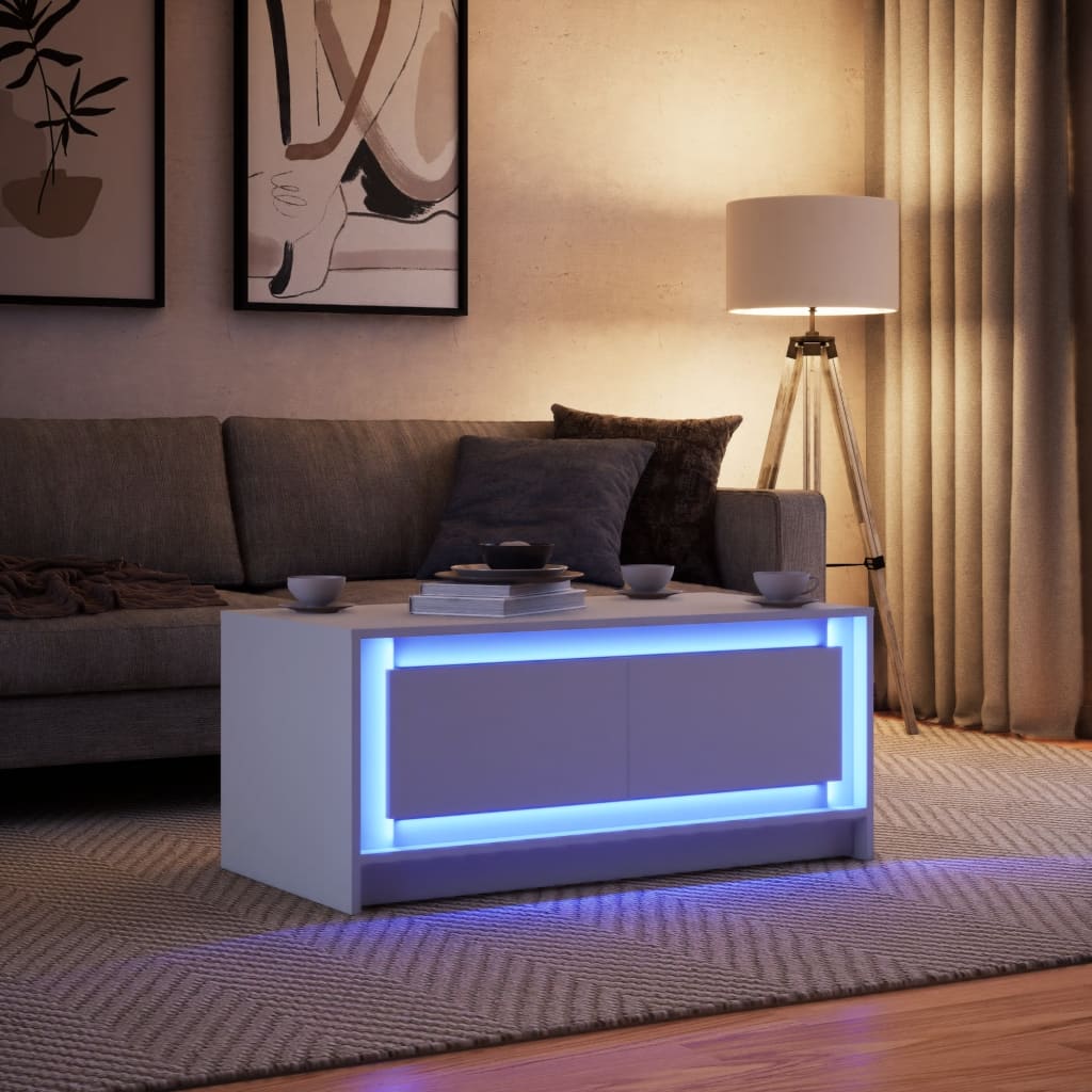 Coffee Table With Led Lights Engineered Wood