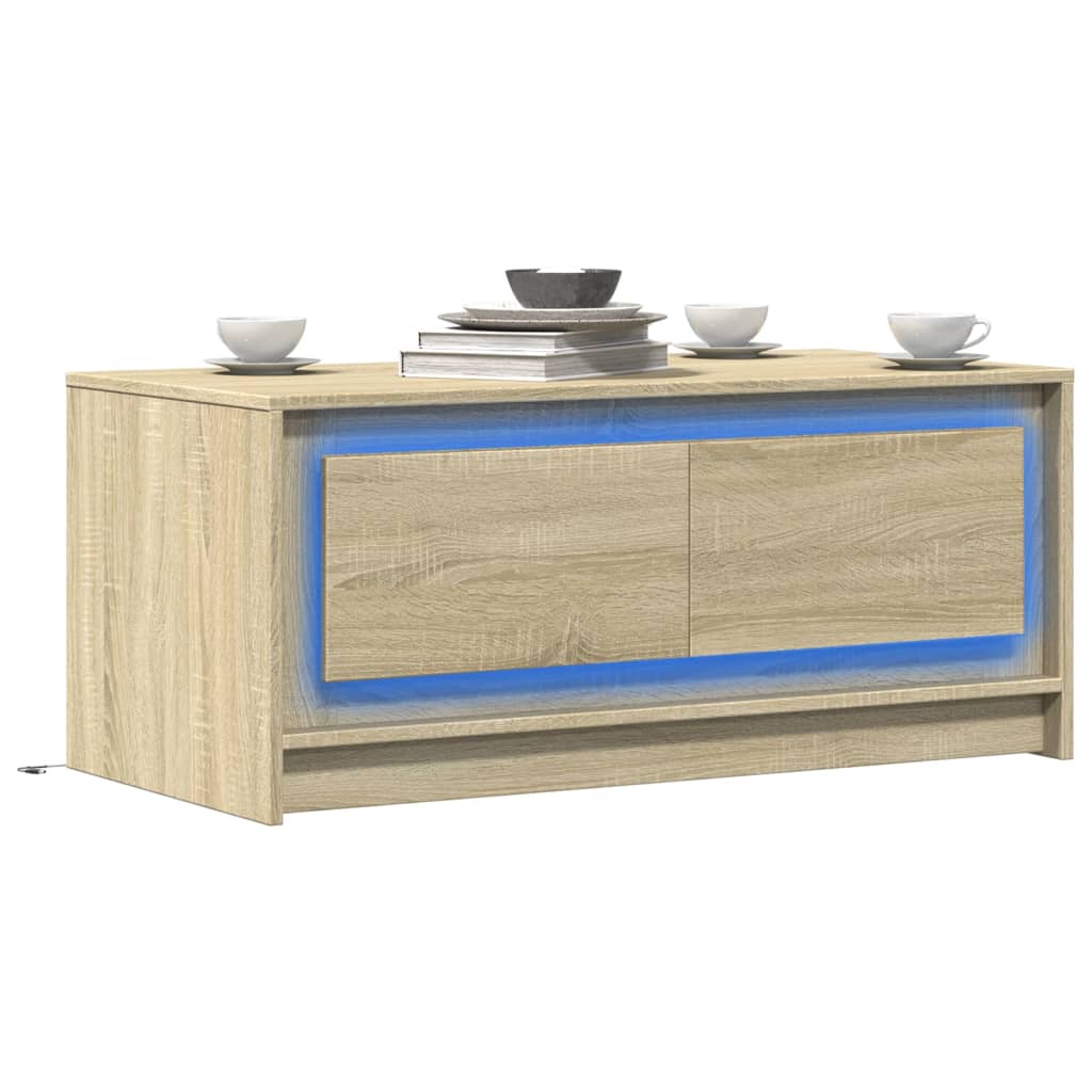 Coffee Table With Led Lights Engineered Wood