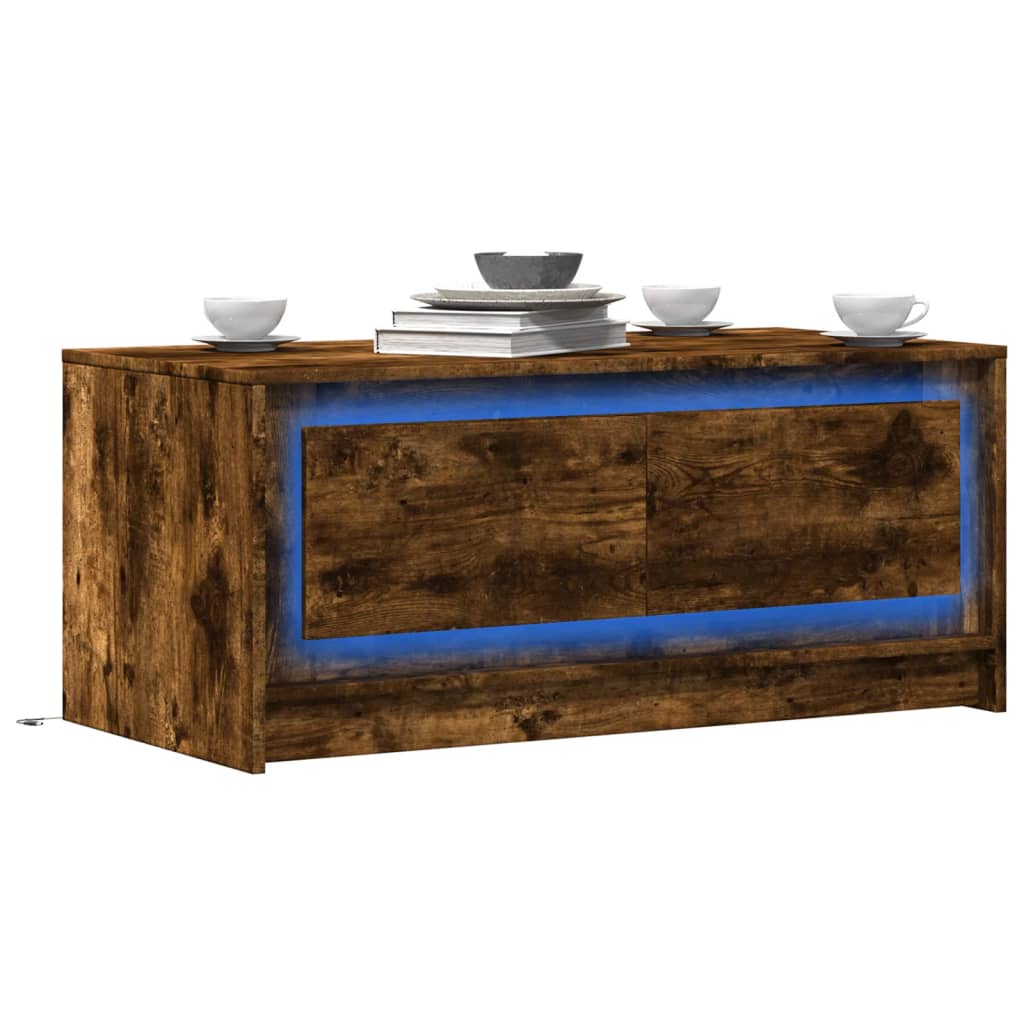 Coffee Table With Led Lights Engineered Wood