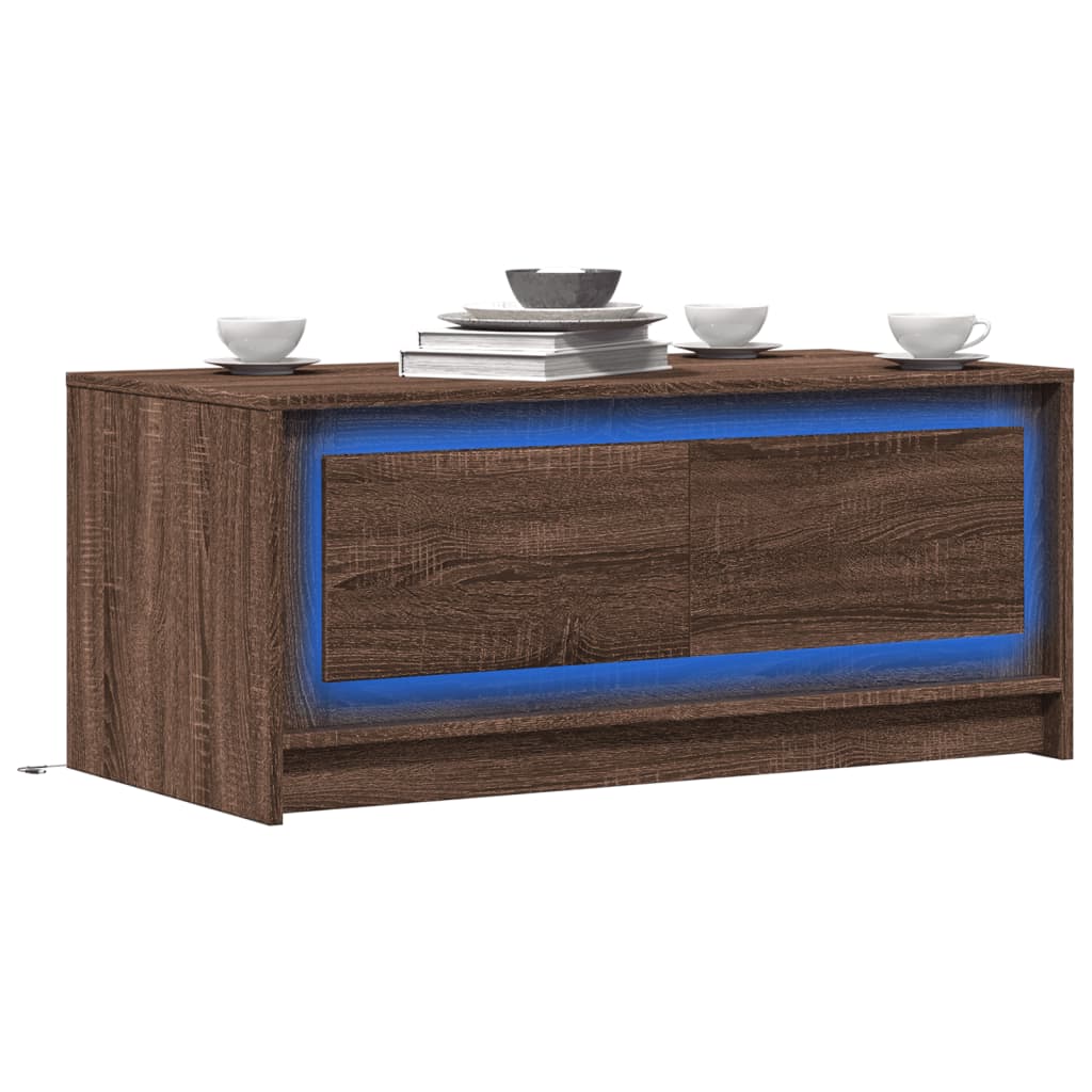 Coffee Table With Led Lights Engineered Wood