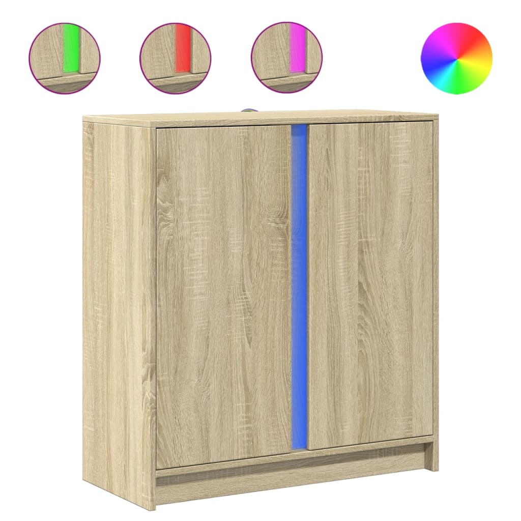 Sideboard With Led 77X34X85 Cm Engineered Wood