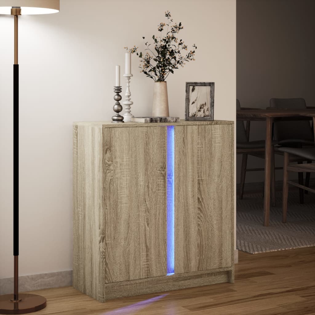 Sideboard With Led 77X34X85 Cm Engineered Wood