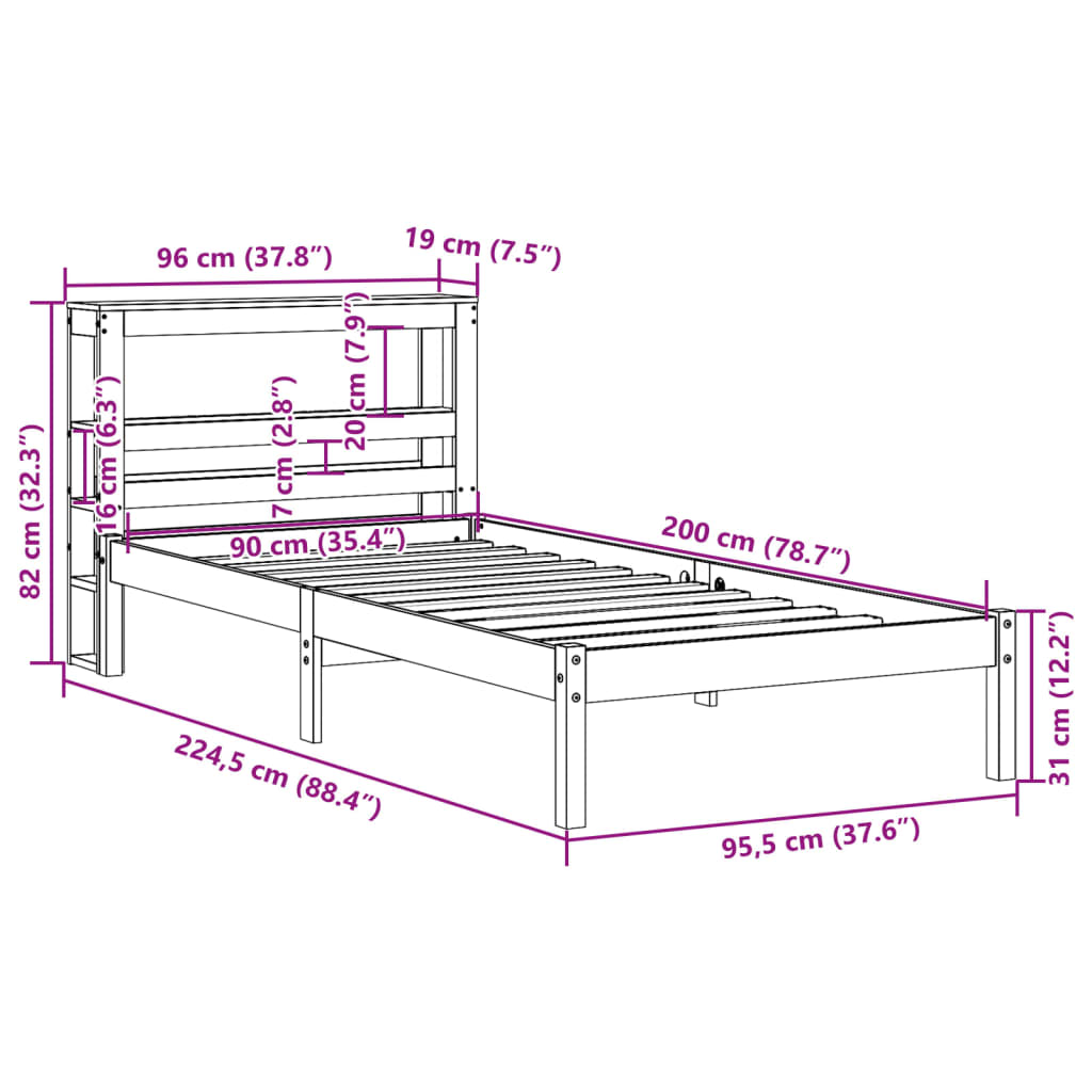 Bed Frame Without Mattress Solid Wood Pine