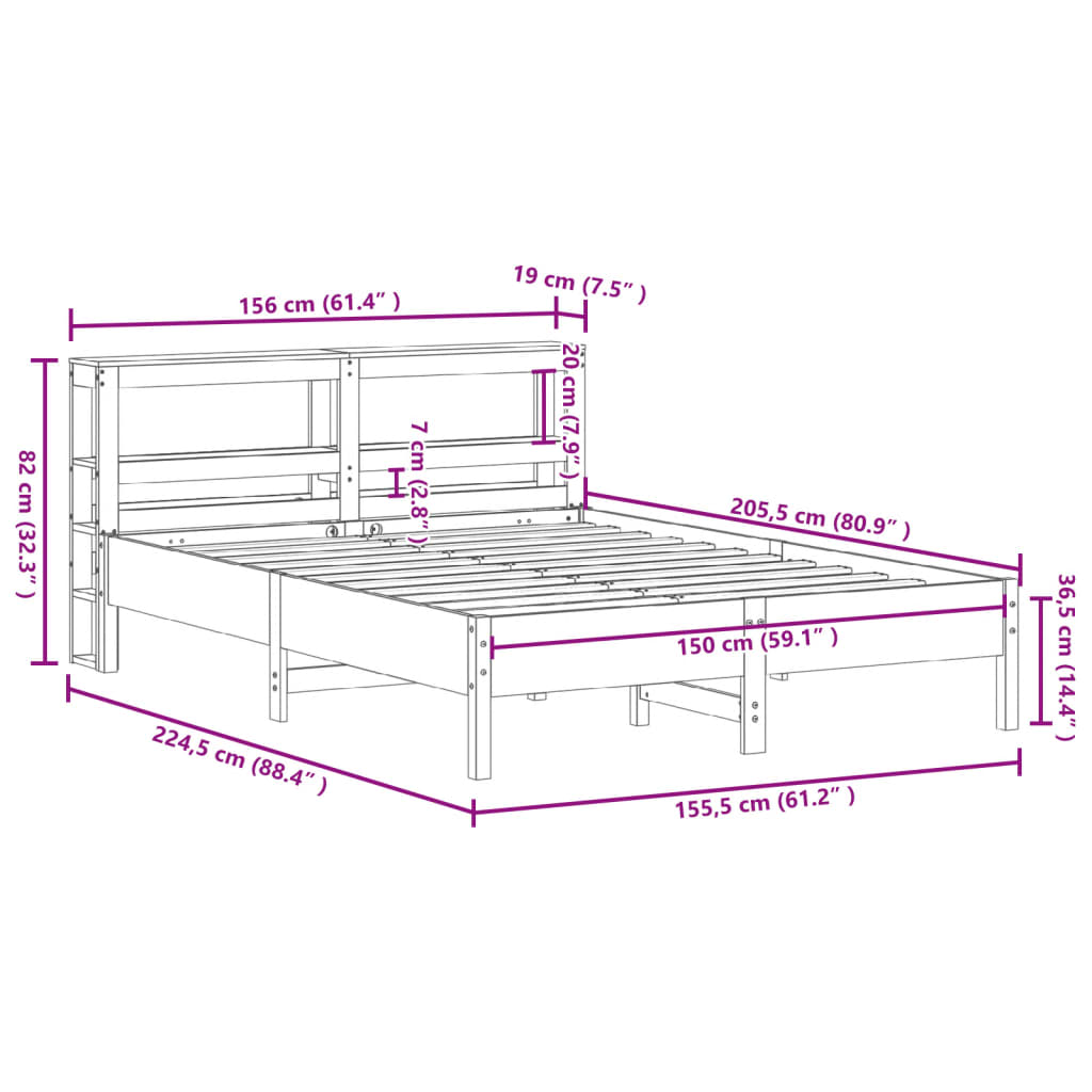 Bed Frame Without Mattress King Size Solid Wood Pine