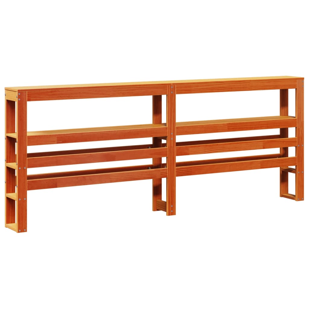 Bed Frame With Headboard Wax Brown 200X200 Cm Solid Wood Pine