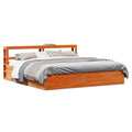 Bed Frame With Headboard Wax Brown 200X200 Cm Solid Wood Pine