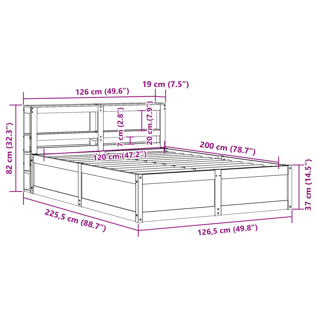 Bed Frame With Headboard Solid Wood Pine