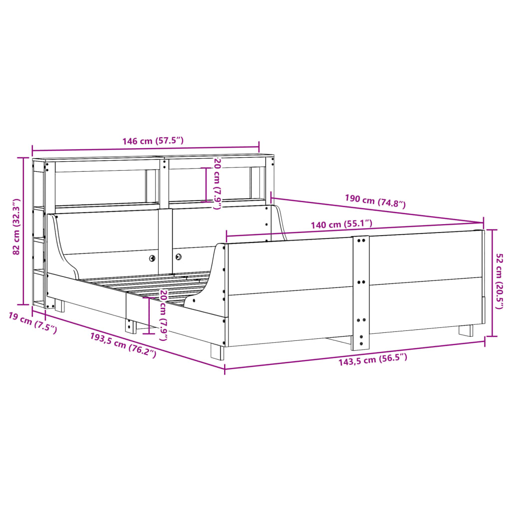 Bed Frame Without Mattress Solid Wood Pine