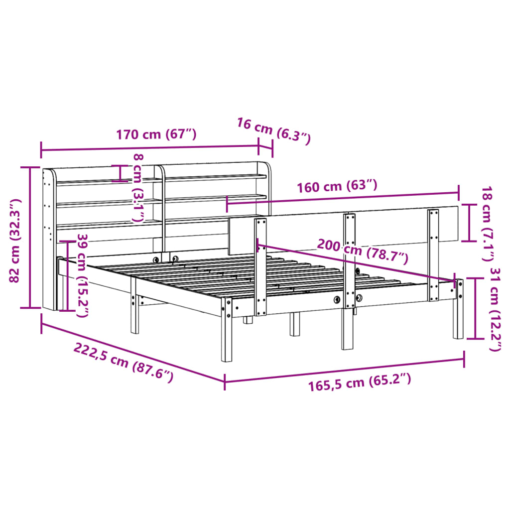 Bed Frame Without Mattress Solid Wood Pine