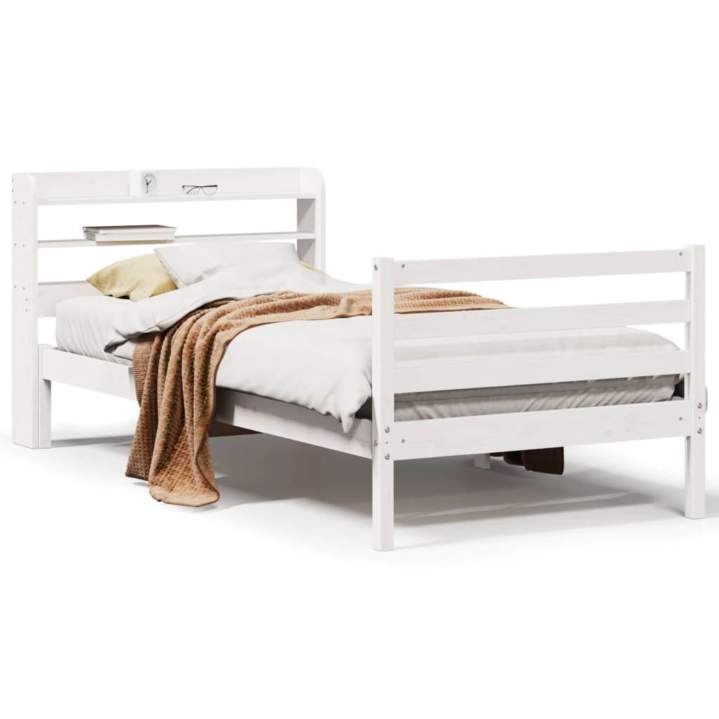 Bed Frame With Headboard Without Mattress White 90X200 Cm