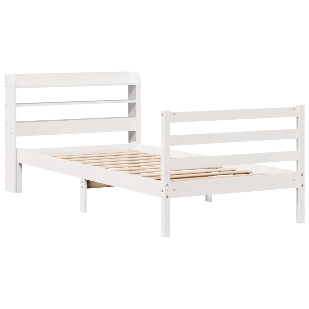 Bed Frame With Headboard Without Mattress White 90X200 Cm