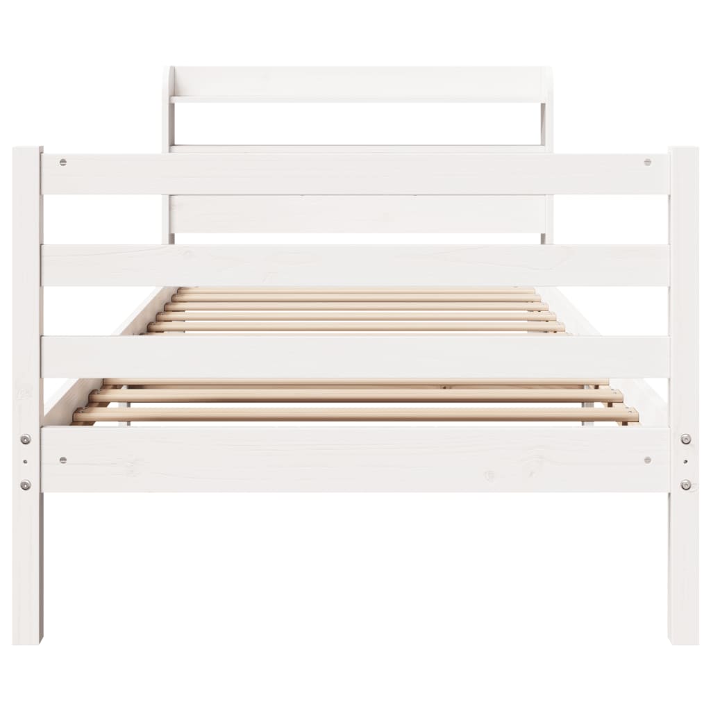 Bed Frame With Headboard Without Mattress White 90X200 Cm
