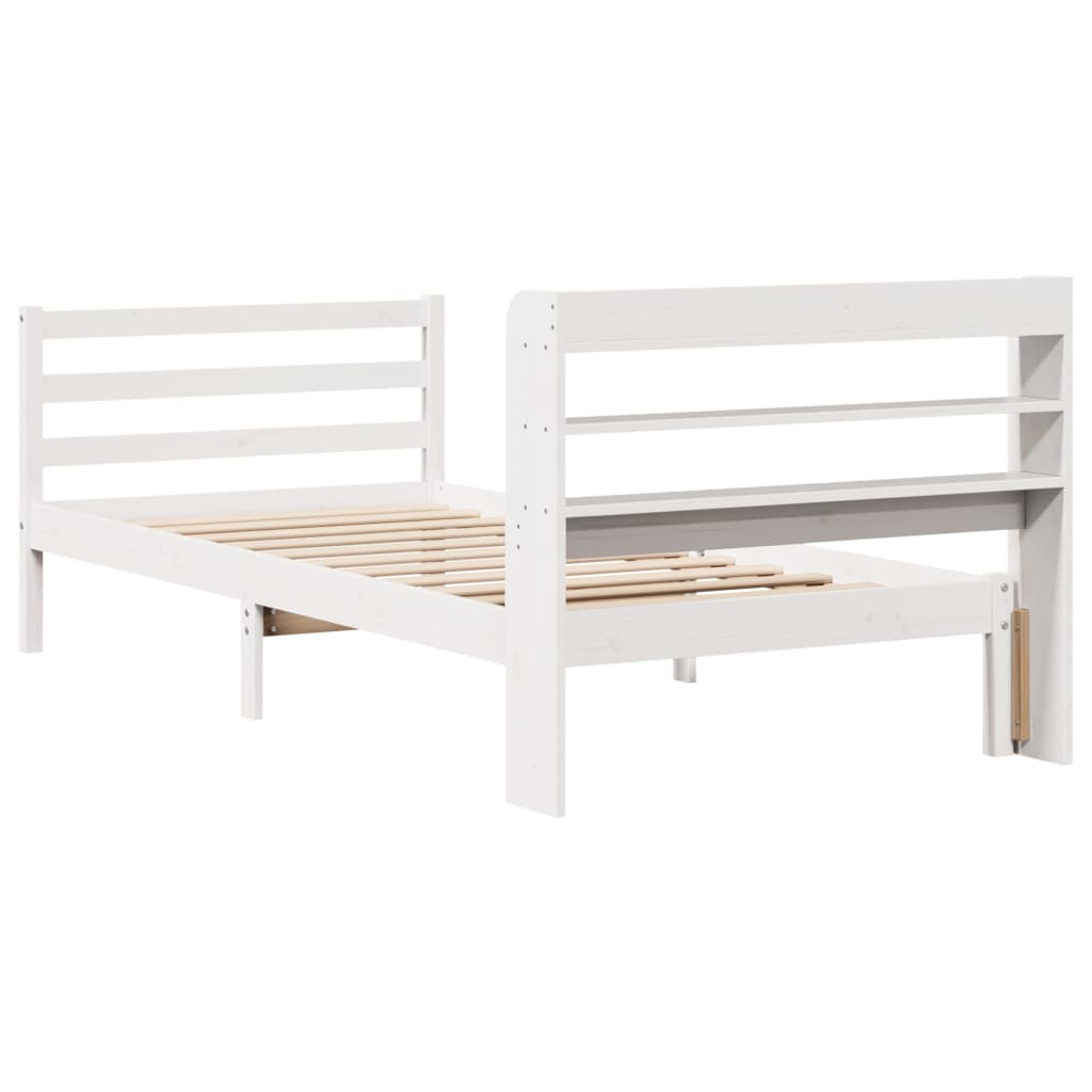 Bed Frame With Headboard Without Mattress White 90X200 Cm