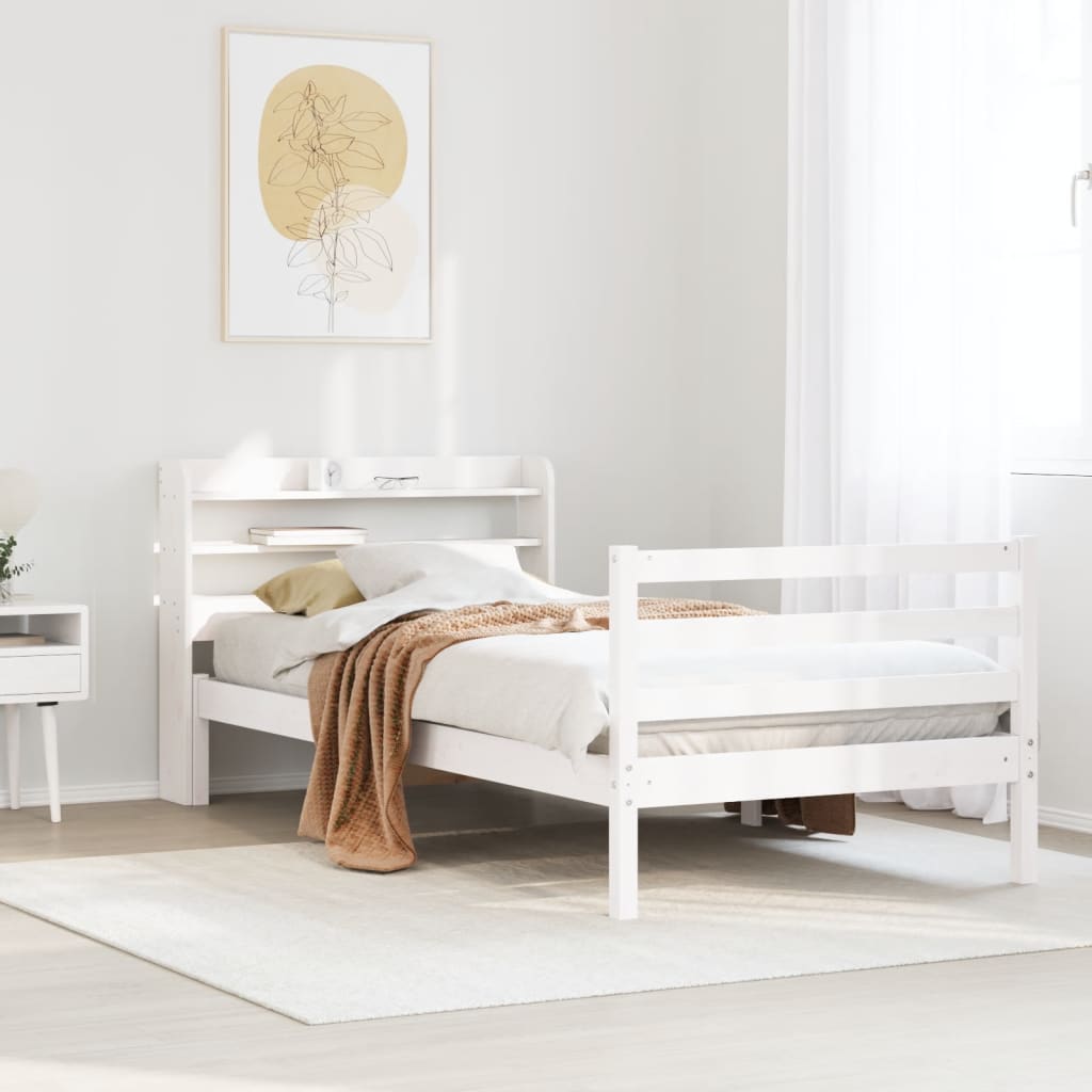 Bed Frame With Headboard Without Mattress White 90X200 Cm