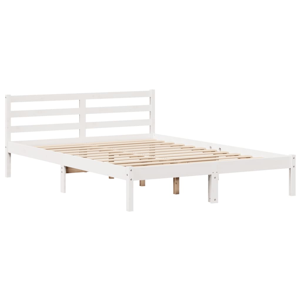 Bed Frame With Headboard Without Mattress White 140X200 Cm