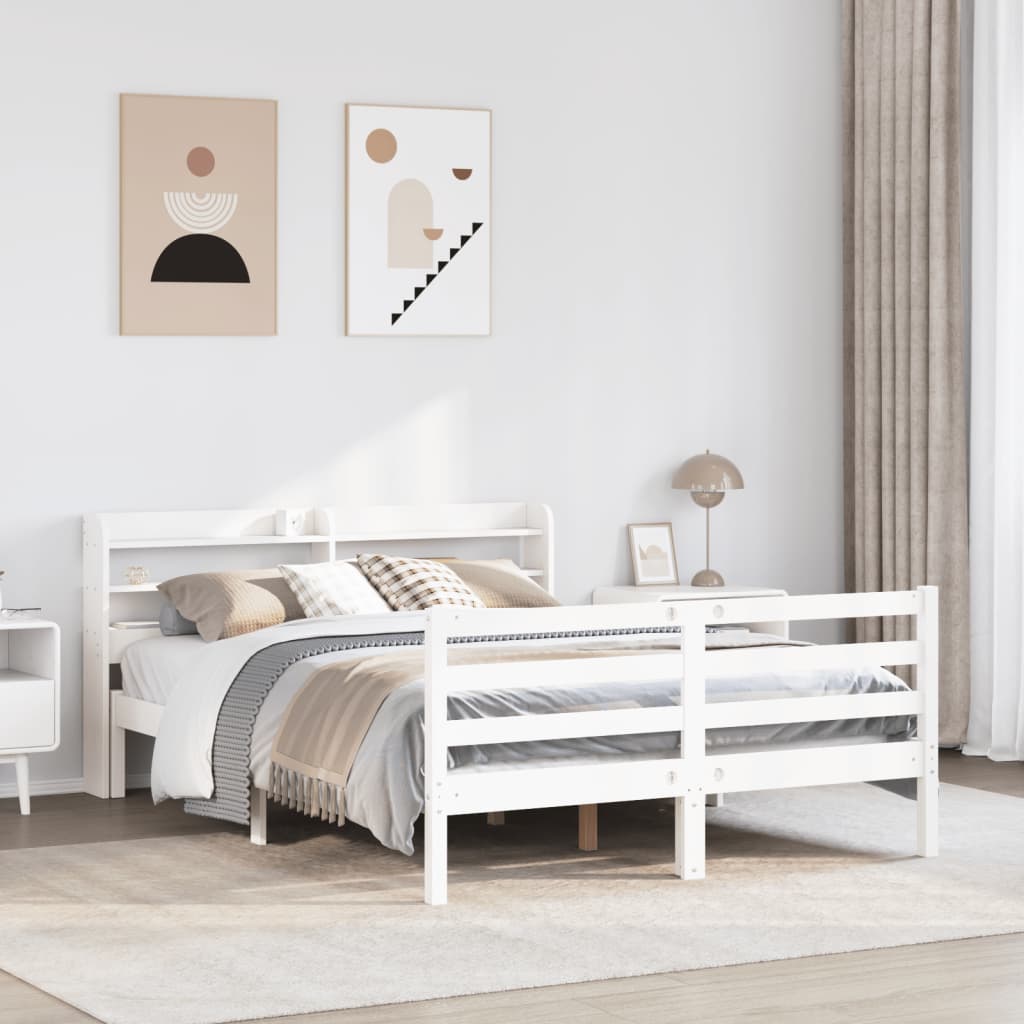Bed Frame With Headboard Without Mattress White 140X200 Cm