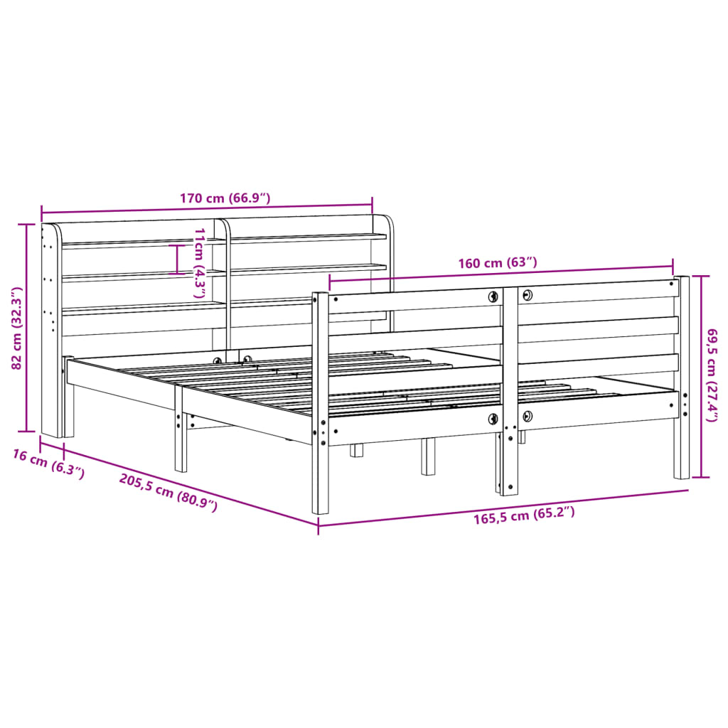 Bed Frame With Headboard Without Mattress 160X200 Cm