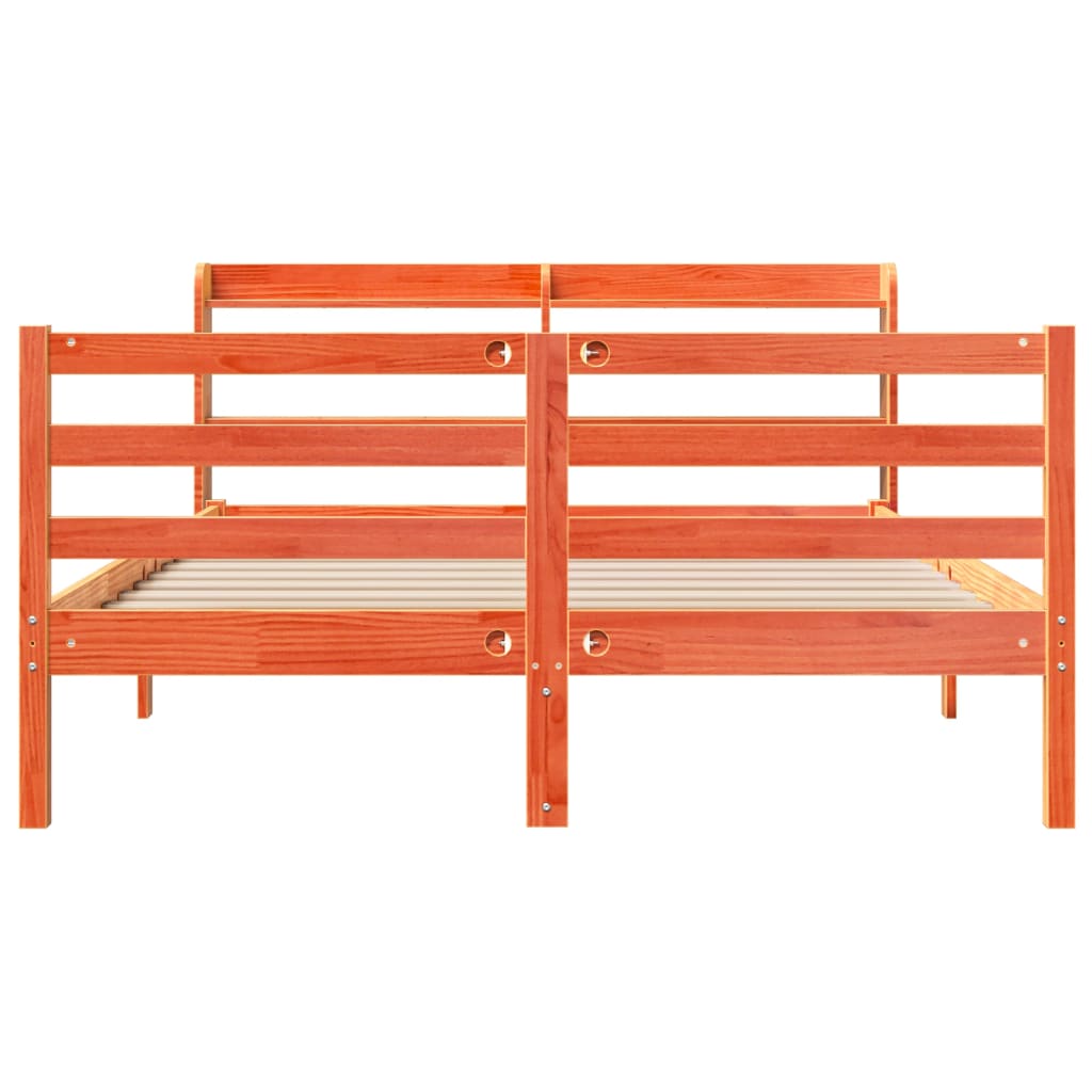 Bed Frame Without Mattress Wax Brown 140X200 Cm Solid Wood Pine