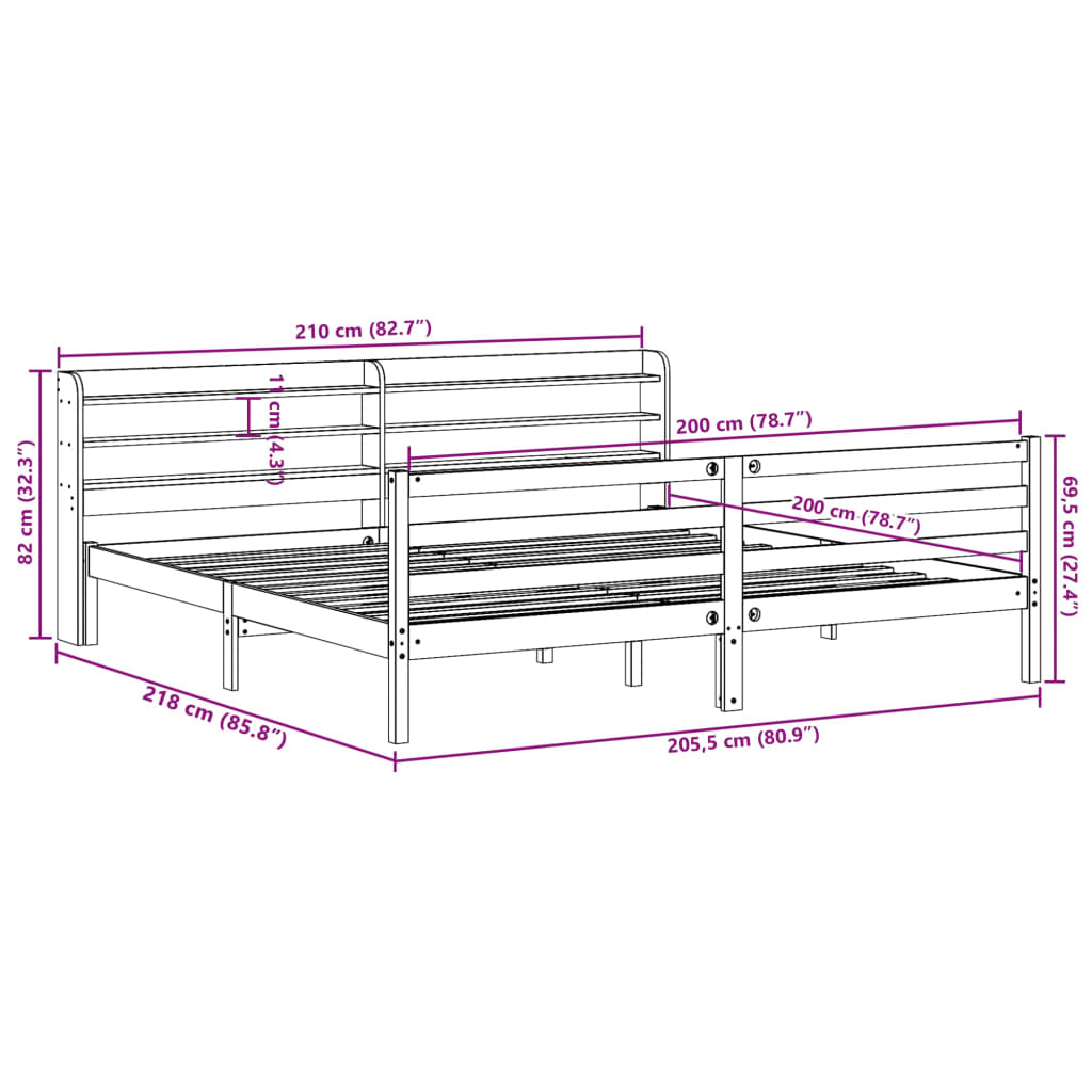 Bed Frame Without Mattress Solid Wood Pine