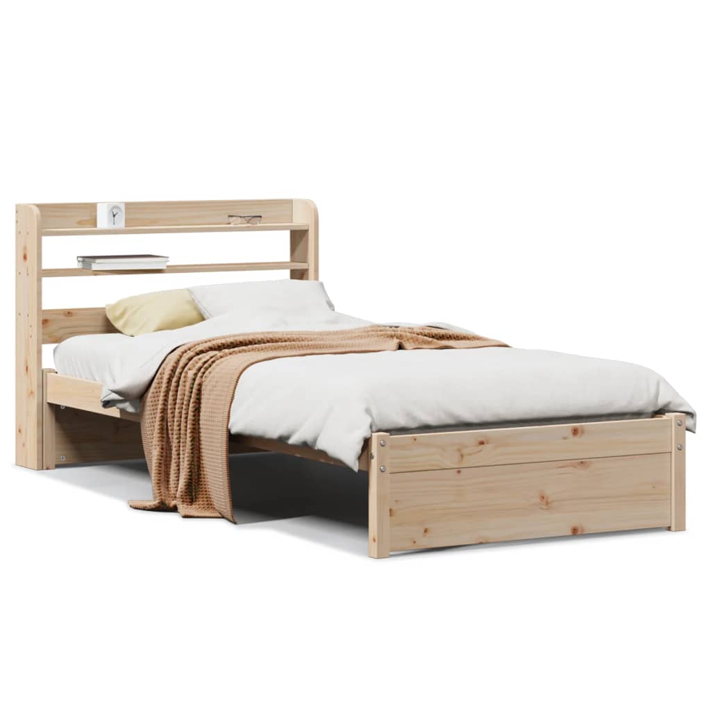 Bed Frame Headboard Without Mattress Small Single Brown White Wax brown 211.5 cm