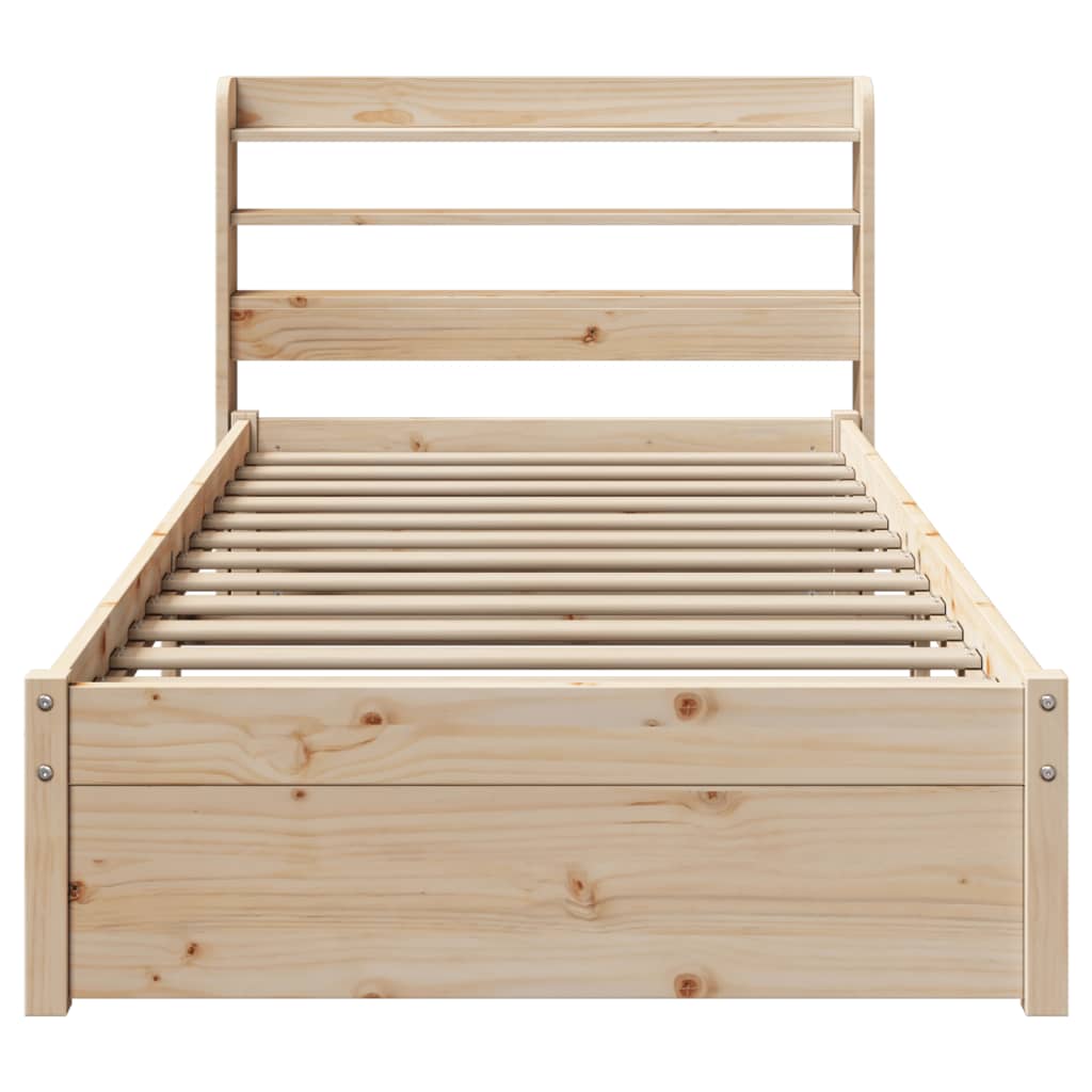 Bed Frame Headboard Without Mattress Small Single Brown White Wax brown 211.5 cm