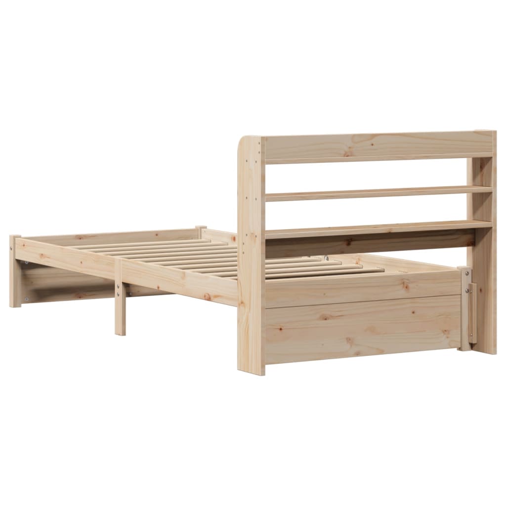 Bed Frame Headboard Without Mattress Small Single Brown White Wax brown 211.5 cm