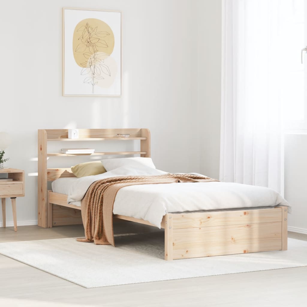 Bed Frame Headboard Without Mattress Small Single Brown White Wax brown 211.5 cm