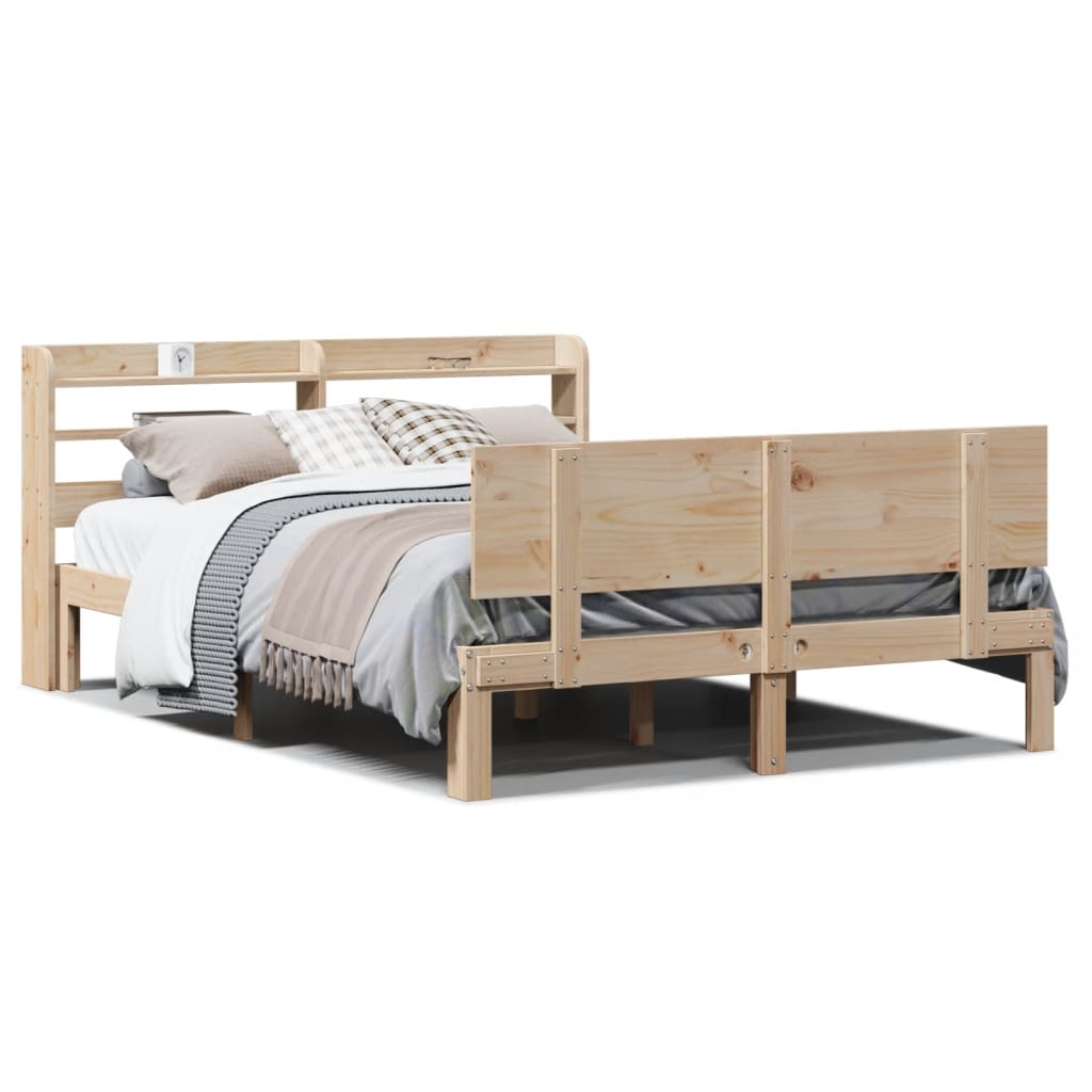 Bed Frame With Headboard Without Mattress 140X190 Cm