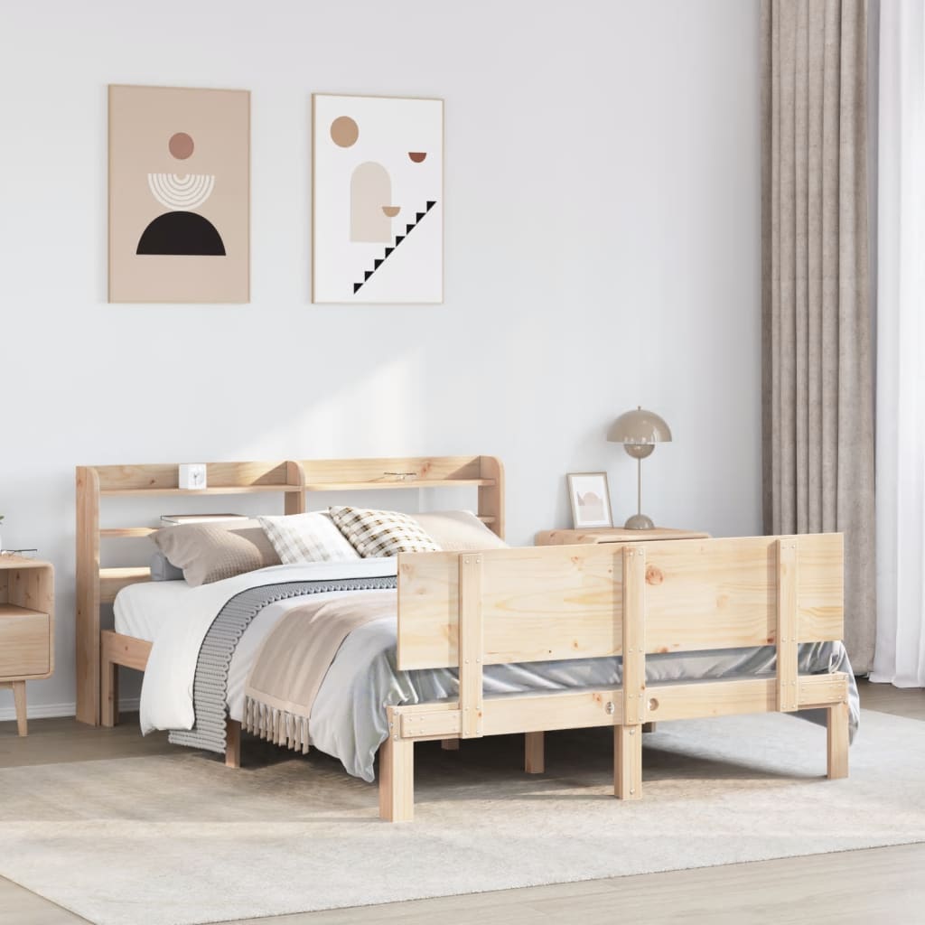 Bed Frame With Headboard Without Mattress 140X190 Cm
