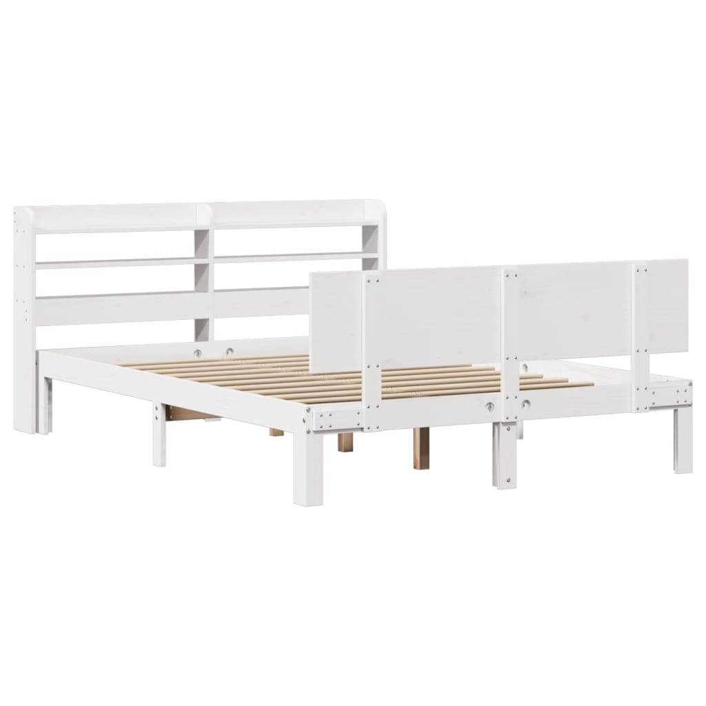 Bed Frame With Headboard Without Mattress White 140X190 Cm