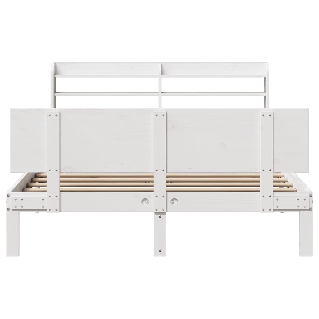 Bed Frame With Headboard Without Mattress White 140X190 Cm