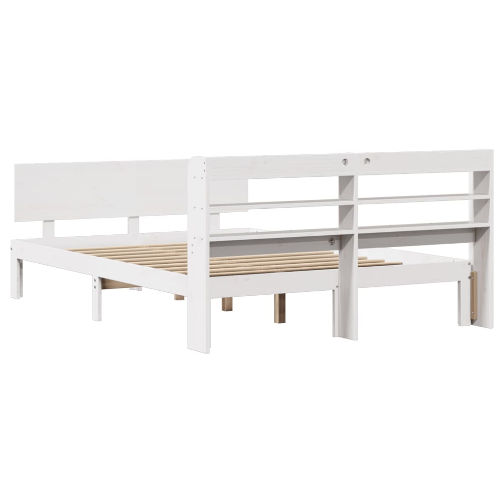 Bed Frame With Headboard Without Mattress White 140X190 Cm