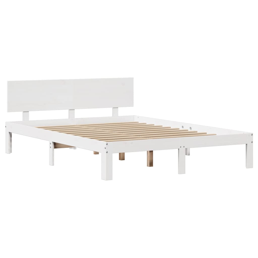 Bed Frame With Headboard Without Mattress White 140X190 Cm