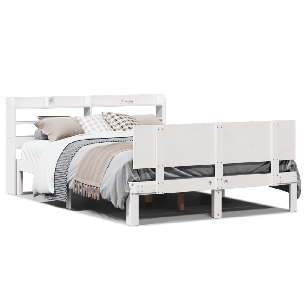 Bed Frame With Headboard Without Mattress White 160X200 Cm