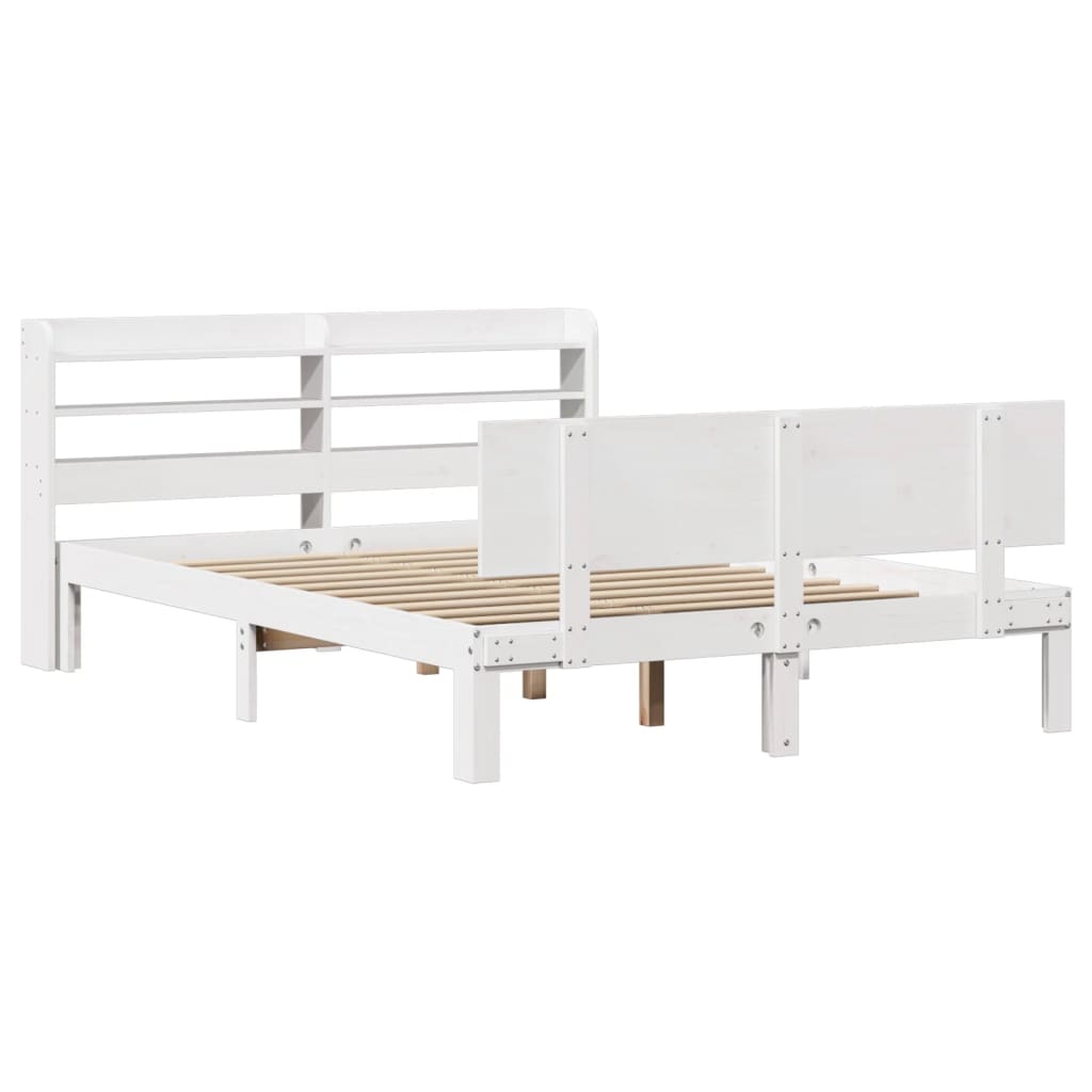 Bed Frame With Headboard Without Mattress White 160X200 Cm
