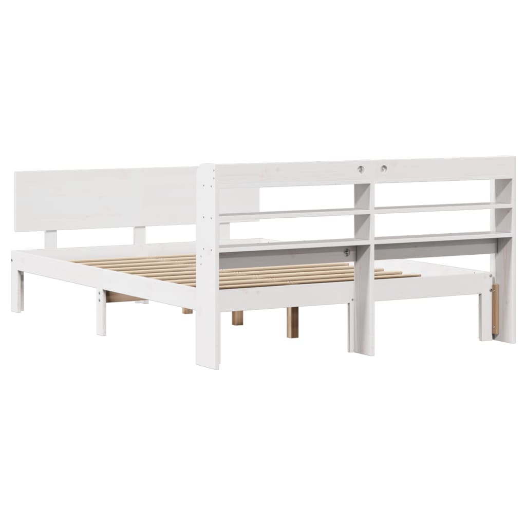 Bed Frame With Headboard Without Mattress White 160X200 Cm