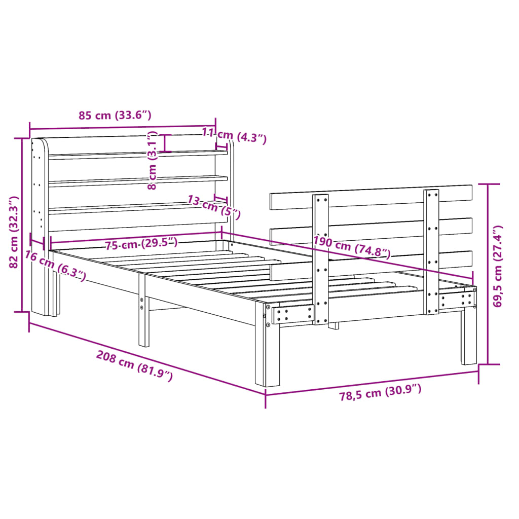 Bed Frame With Headboard Without Mattress Small Single