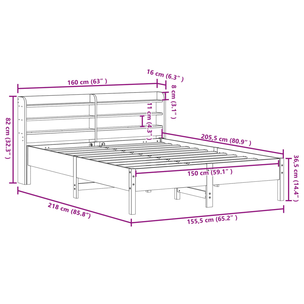 Bed Frame Without Mattress King Size Solid Wood Pine