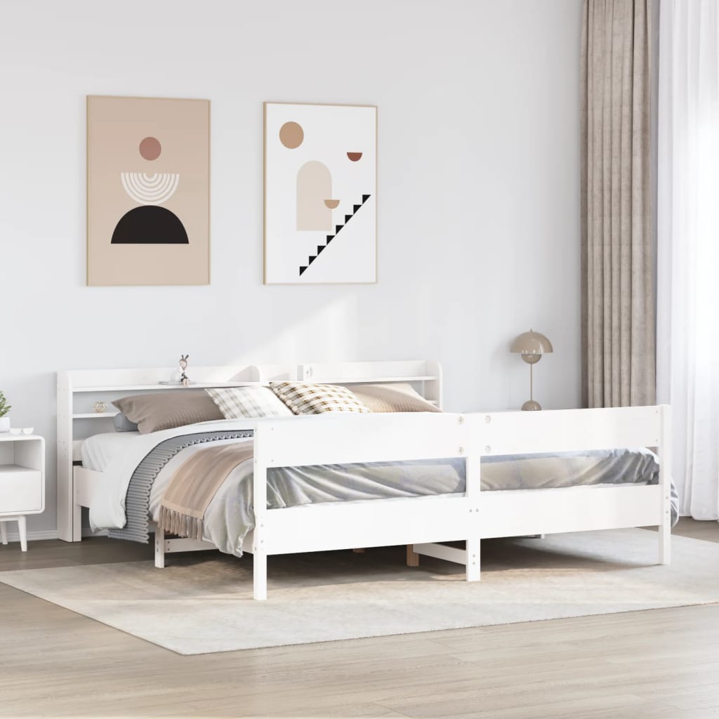 Bed Frame Without Mattress Solid Wood Pine Natural Wax Brown Bedroom Furniture