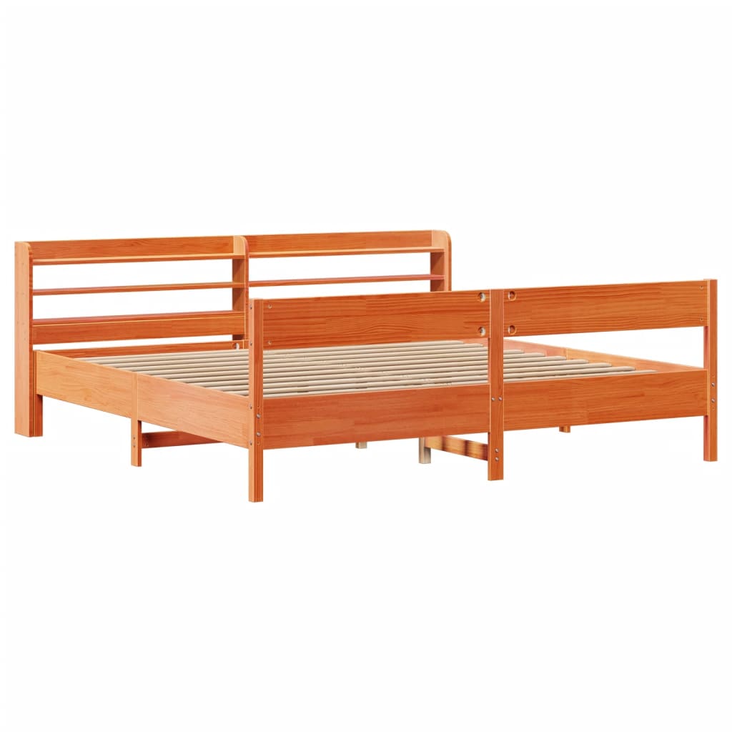 Bed Frame Without Mattress Solid Wood Pine Natural Wax Brown Bedroom Furniture