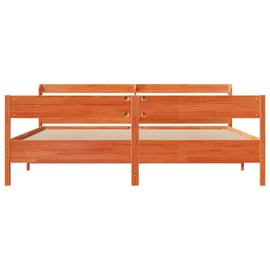 Bed Frame Without Mattress Solid Wood Pine Natural Wax Brown Bedroom Furniture