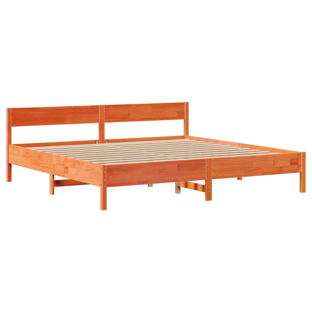 Bed Frame Without Mattress Solid Wood Pine Natural Wax Brown Bedroom Furniture