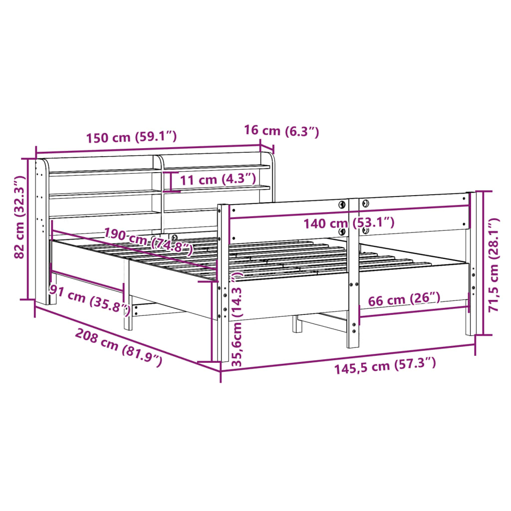 Bed Frame Without Mattress Solid Wood Pine