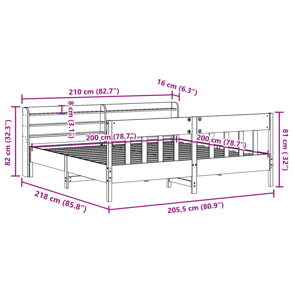 Bed Frame Without Mattress Solid Wood Pine