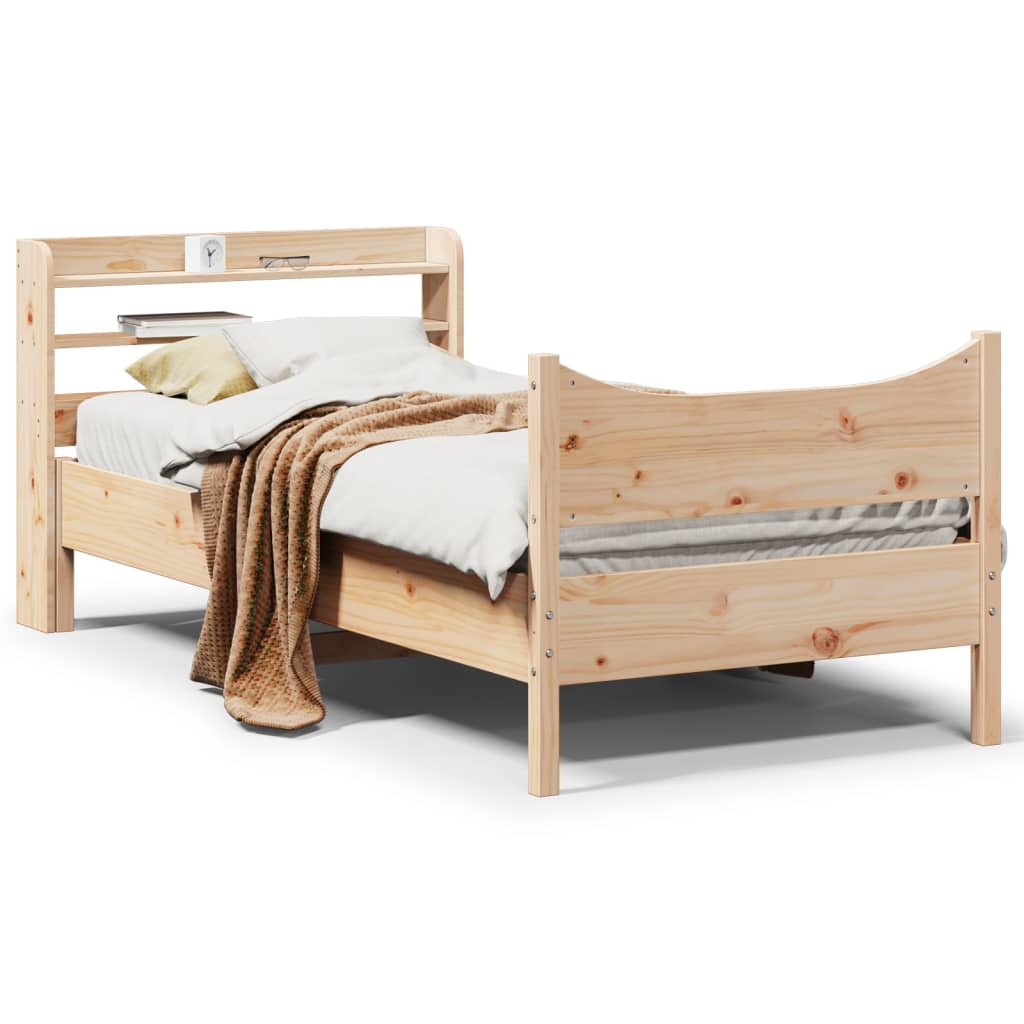 Bed Frame With Headboard Double Solid Wood Pine