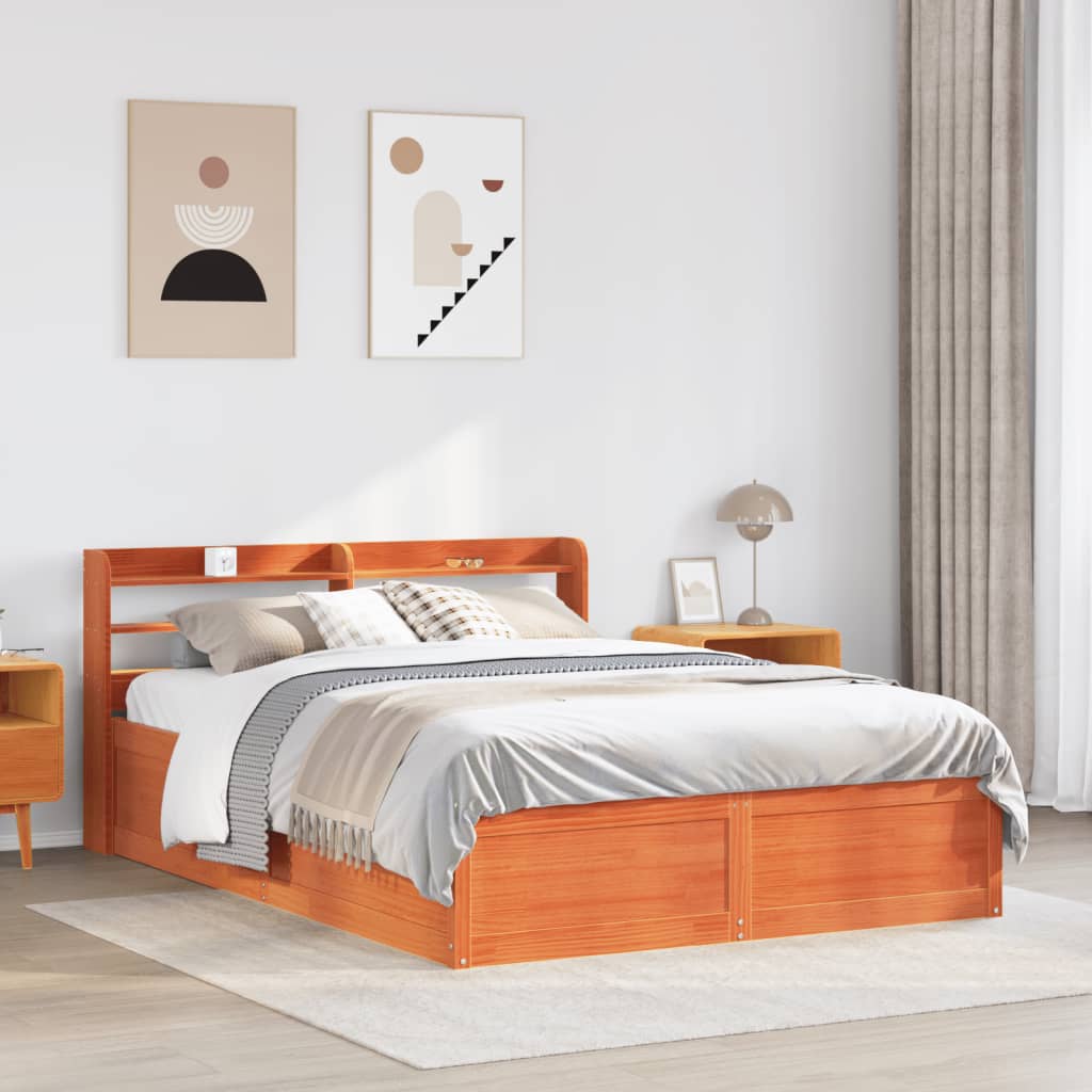 Bed Frame With Headboard Solid Wood Pine 1